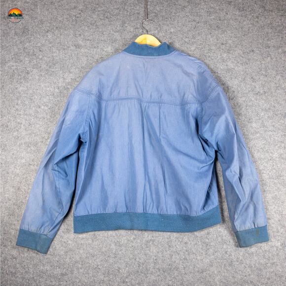 David Taylor Full-Zip Bomber Jacket Blue Long Sleeve Cottage Men's Size Large - Picture 2 of 15